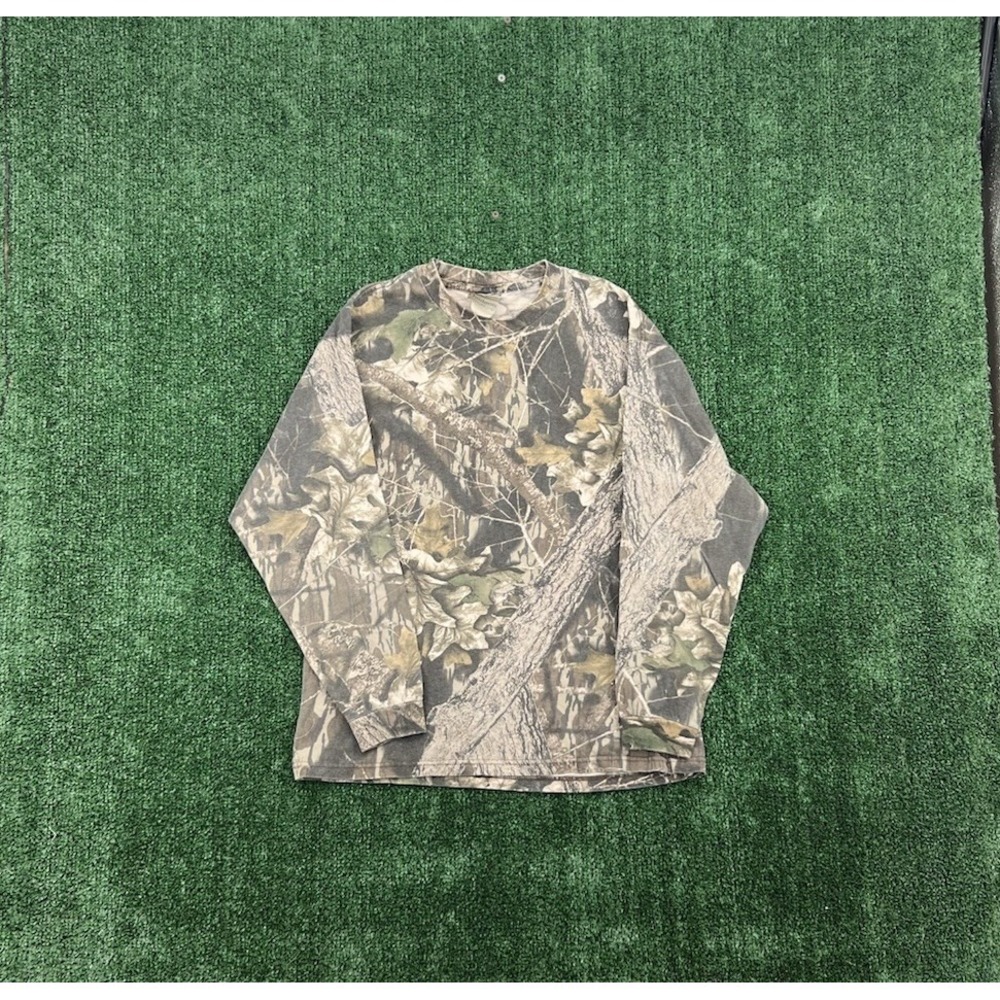 Jerzees Outdoors Shirt Youth XL Camo Realtree Hardwoods Long Sleeve Hunting USA